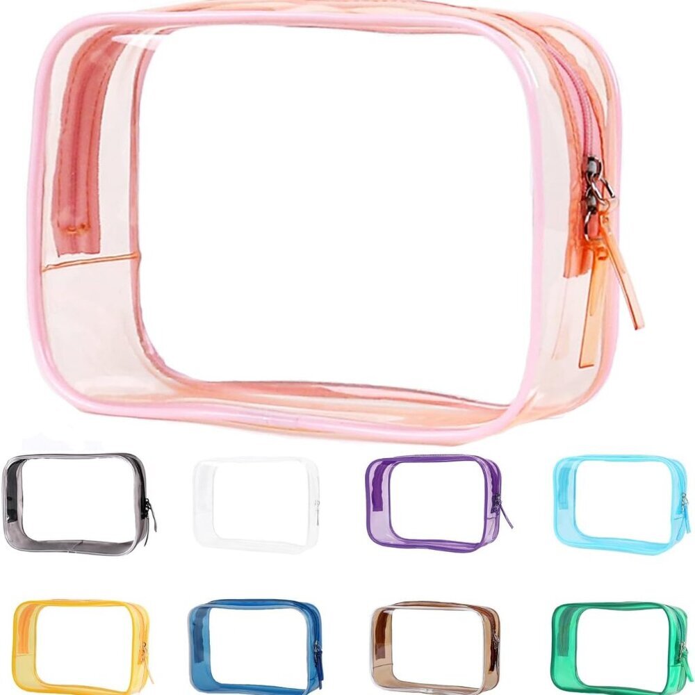 Clear Pouch Small, 6.6"x2.3"x4.7" Size TSA Approved Toiletry Bag, Travel Bags fo